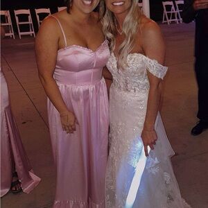 Revelry baby pink satin Valentina dress